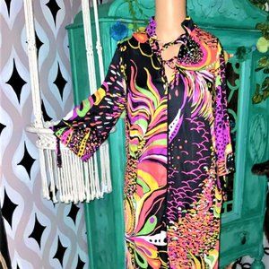 Vintage 60s Loungees Neon Psychedelic Caftan